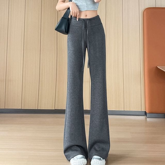 Dragan Pulse-Drawstring Waist Plain Flared Sweatpants