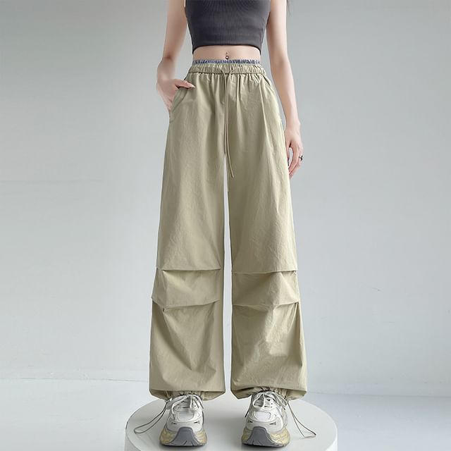 Dragan Pulse-Drawstring Waist Plain Harem Cargo Pants