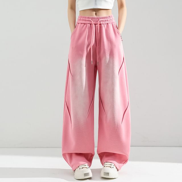 Dragan Pulse-Drawstring Waist Tie Dye Wide Leg Pants