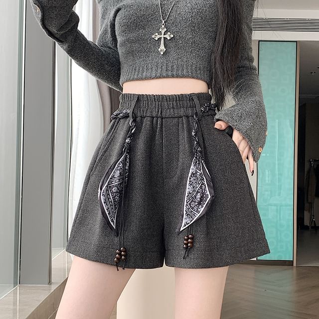 Dragan Pulse-Elastic Waist Plain Wide Leg Shorts