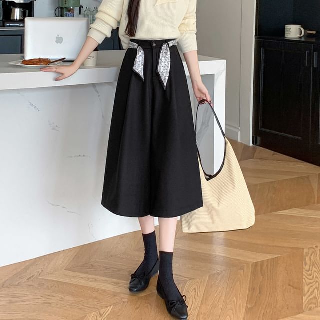 Dragan Pulse-High Rise Plain Capri Wide Leg Pants