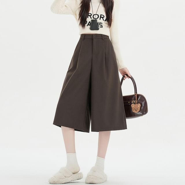 Dragan Pulse-High Rise Plain Capri Wide Leg Pants