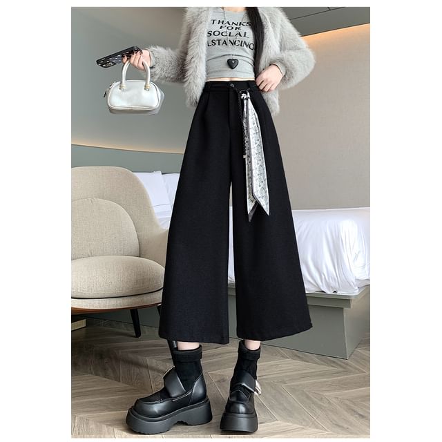 Dragan Pulse-High Rise Plain Cropped Wide Leg Pants