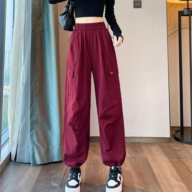 Dragan Pulse-High Rise Plain Harem Cargo Pants