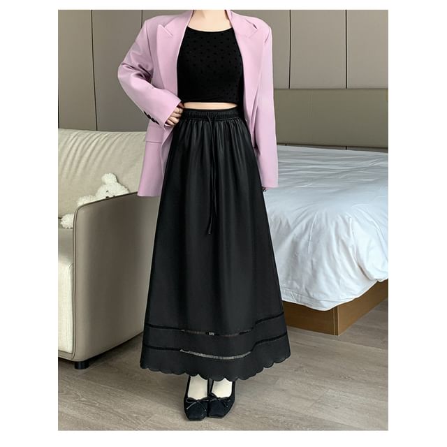 Dragan Pulse-High Rise Plain Maxi A-Line Skirt