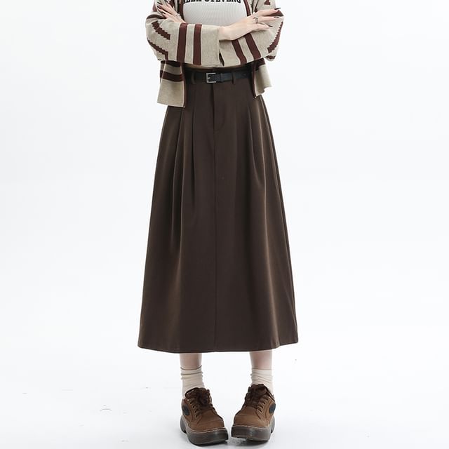 Dragan Pulse-High Rise Plain Maxi A-Line Skirt