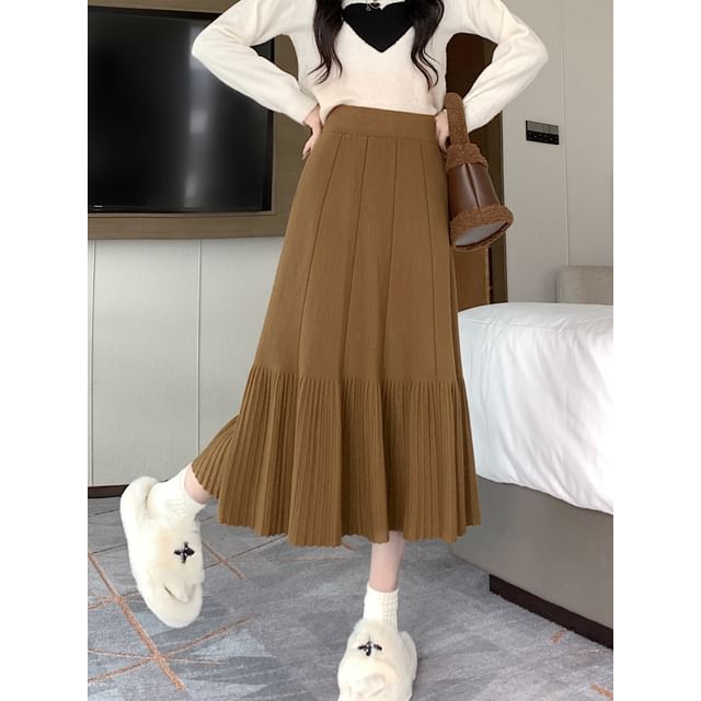 Dragan Pulse-High Rise Plain Midi A-Line Skirt