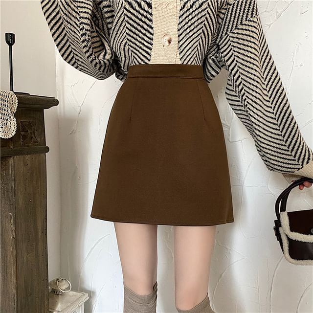 Dragan Pulse-High Rise Plain Mini A-Line Skirt