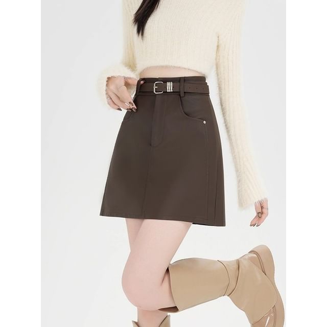 Dragan Pulse-High Rise Plain Mini A-Line Skirt