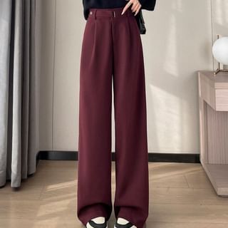 Dragan Pulse-High Rise Plain Wide Leg Pants