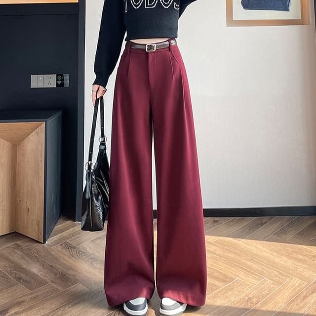 Dragan Pulse-High Rise Plain Wide Leg Pants