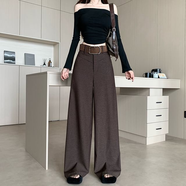 Dragan Pulse-High Rise Plain Wide Leg Slacks