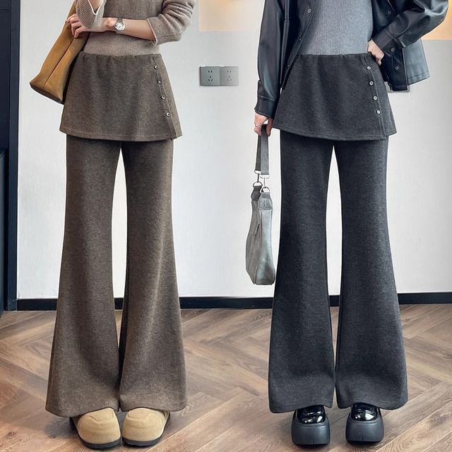 Dragan Pulse-High Rise Skirt Overlay Flared Pants