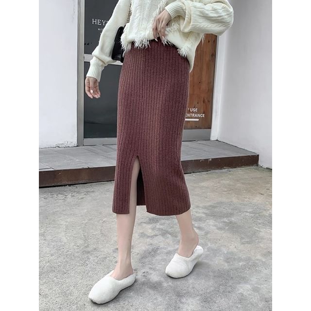 Dragan Pulse-High Waist Knit Midi Skirt