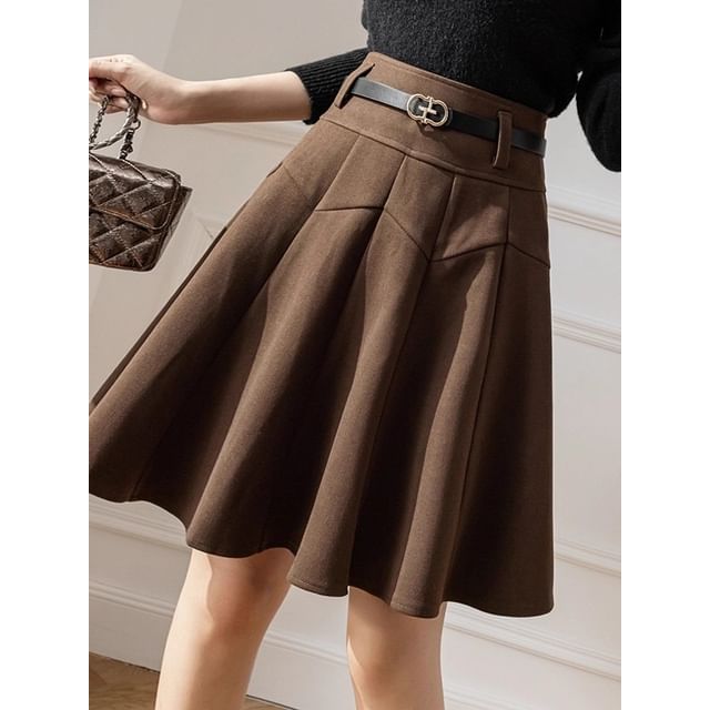 Dragan Pulse-High Waist Plain A-Line Skirt