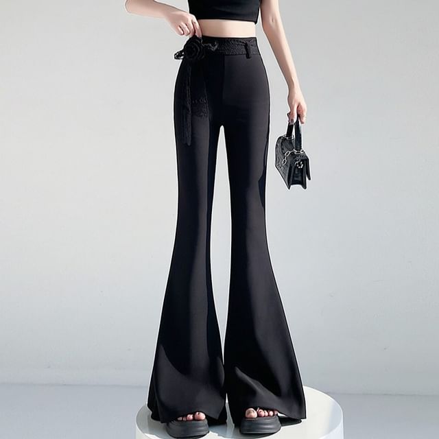 Dragan Pulse-High Waist Plain Bell Bottom Pants