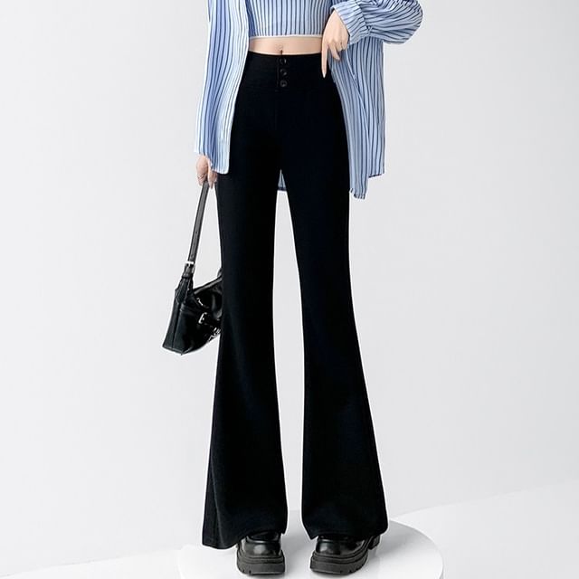 Dragan Pulse-High Waist Plain Bootcut Sweatpants