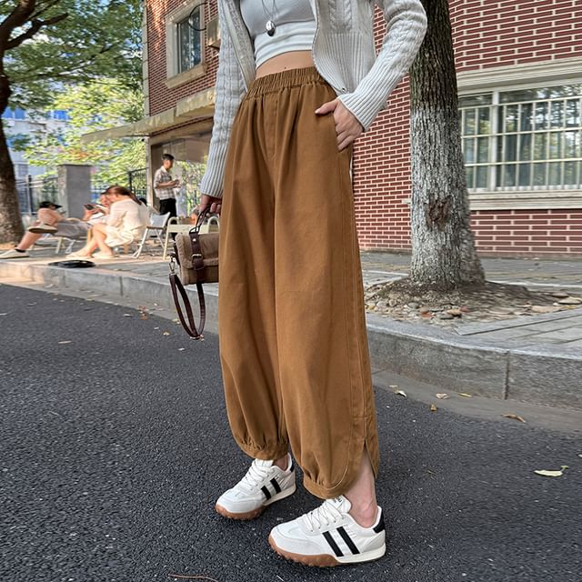 Dragan Pulse-High Waist Plain Cropped Harem Pants