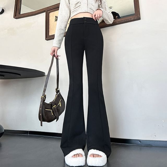 Dragan Pulse-High Waist Plain Flared Slacks