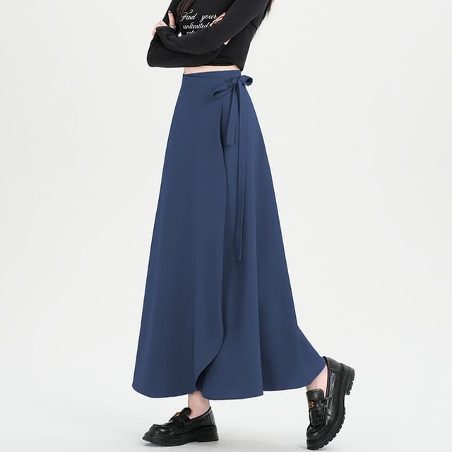 Dragan Pulse-High Waist Plain Maxi A-Line Skirt