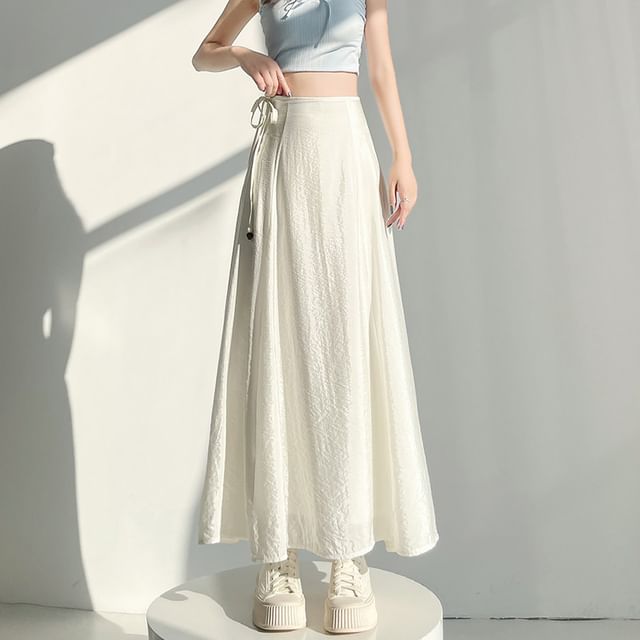 Dragan Pulse-High Waist Plain Maxi A-Line Skirt
