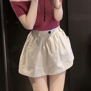 Dragan Pulse-High Waist Plain Mini A-Line Skirt