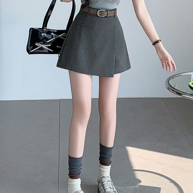 Dragan Pulse-High Waist Plain Mini A-Line Skort