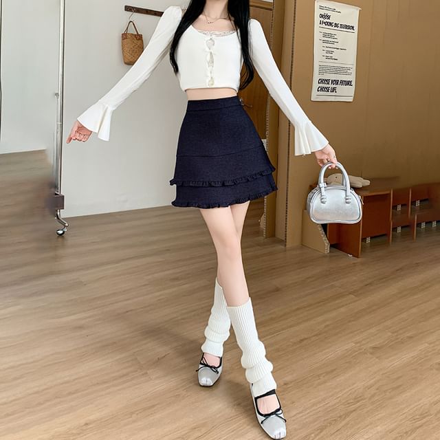 Dragan Pulse-High Waist Plain Mini Skirt