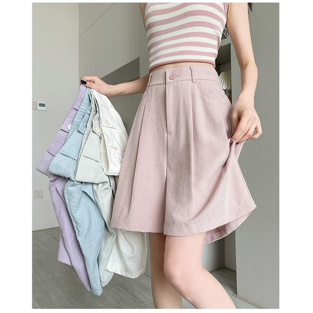 Dragan Pulse-High Waist Plain Pleated Shorts