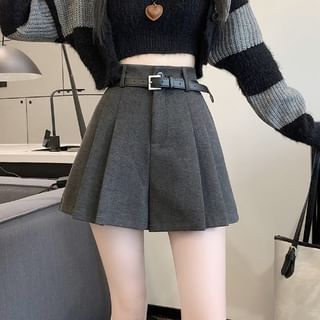 Dragan Pulse-High Waist Plain Pleated Skort