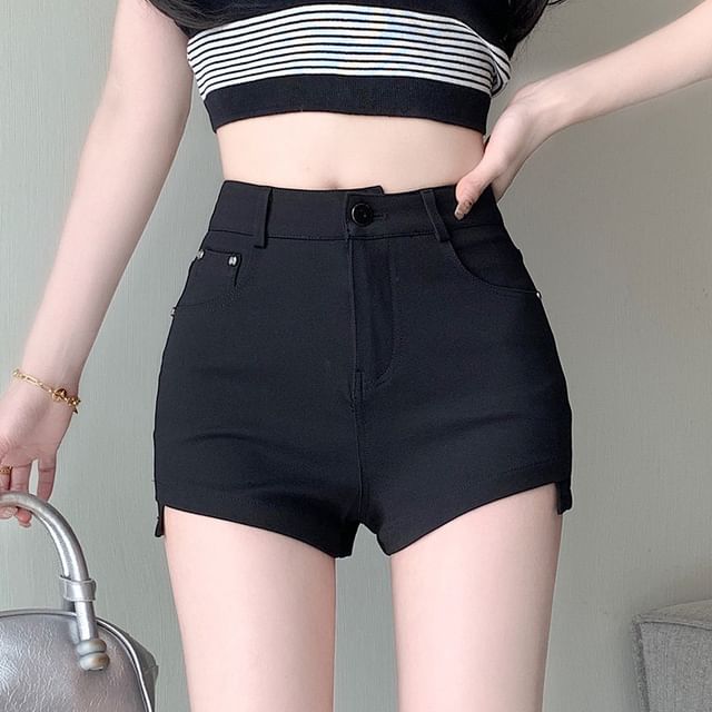 Dragan Pulse-High Waist Plain Shorts