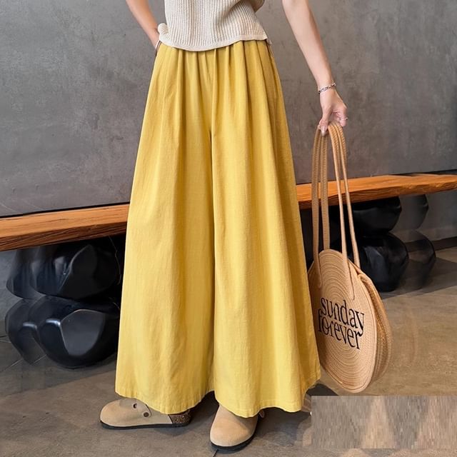Dragan Pulse-High Waist Plain Wide Leg Pants