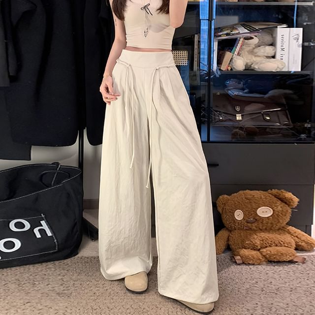 Dragan Pulse-High Waist Plain Wide Leg Pants