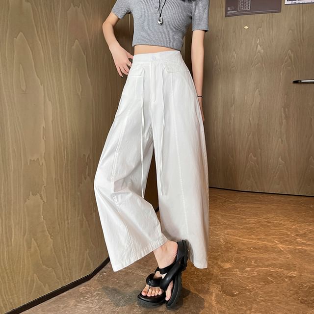 Dragan Pulse-High Waist Plain Wide Leg Pants