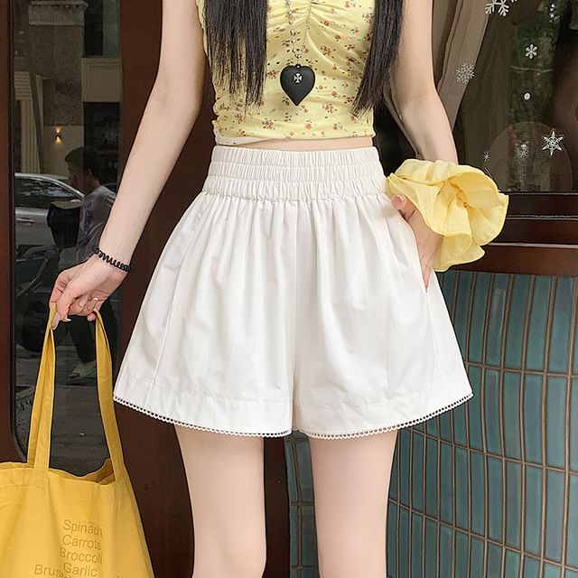 Dragan Pulse-High Waist Plain Wide Leg Shorts
