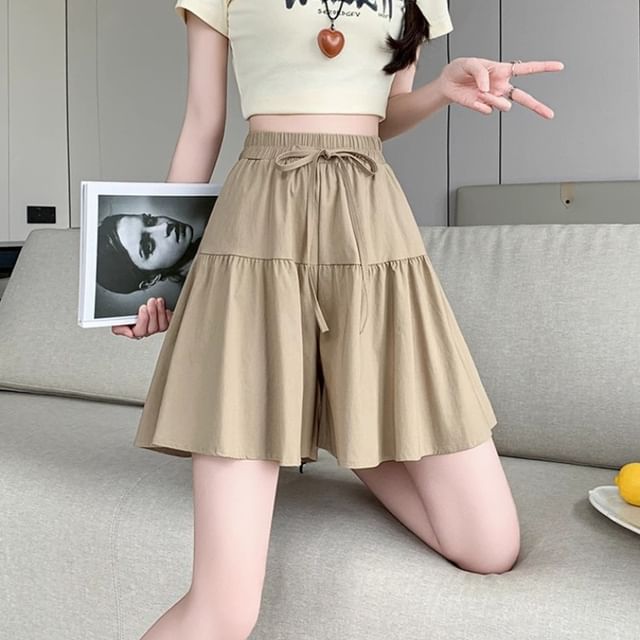 Dragan Pulse-High Waist Plain Wide Leg Shorts