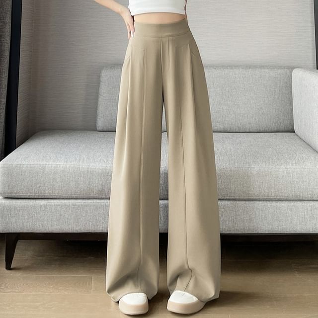 Dragan Pulse-High Waist Plain Wide Leg Slacks