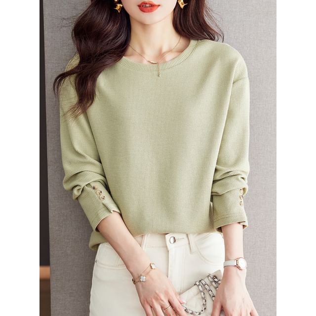 Dragan Pulse-Long-Sleeve Round Neck Plain Tee