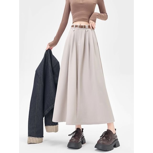 Dragan Pulse-Mid Rise Plain Maxi A-Line Skirt
