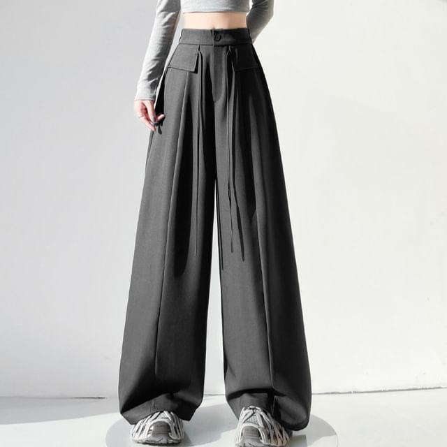Dragan Pulse-Mid Waist Plain Baggy Slacks