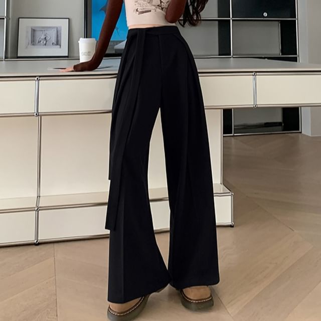 Dragan Pulse-Mid Waist Plain Wide Leg Pants