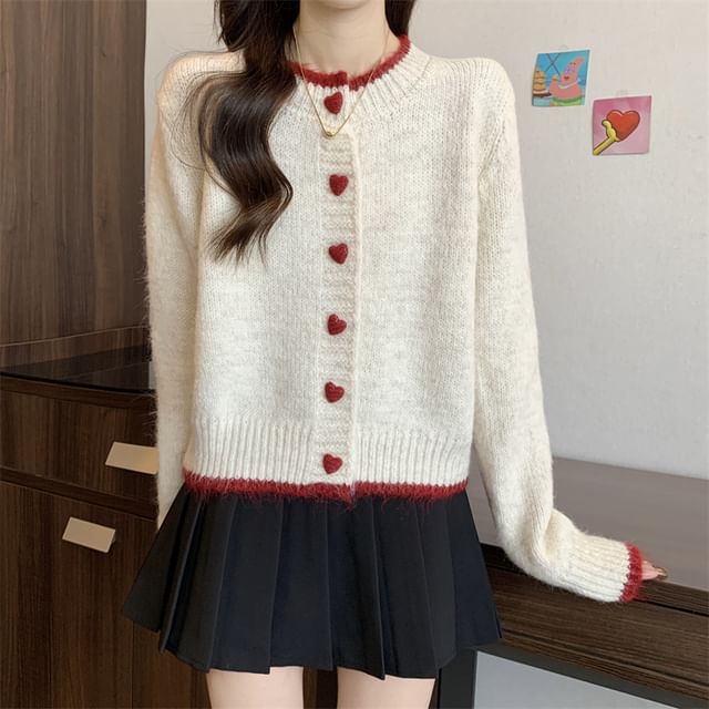 Dragan Pulse-Round Neck Contrast Trim Cardigan