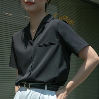 Dragan Pulse-Short Sleeve Collared Plain Shirt