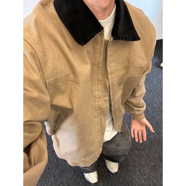 DragonRoad-Collared Zip-Up Jacket