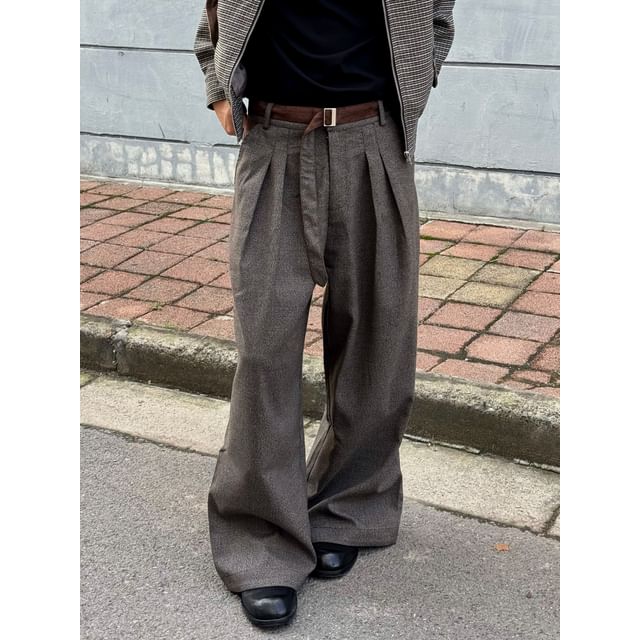 DragonRoad-High Waist Houndstooth Wide Leg Pants