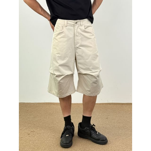 DragonRoad-High Waist Plain Crop Capri Cargo Pants