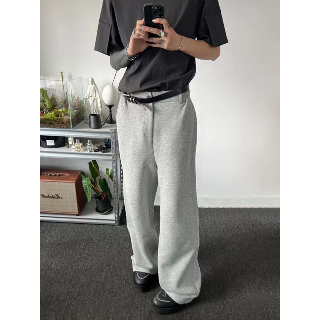 DragonRoad-High Waist Plain Wide Leg Sweatpants