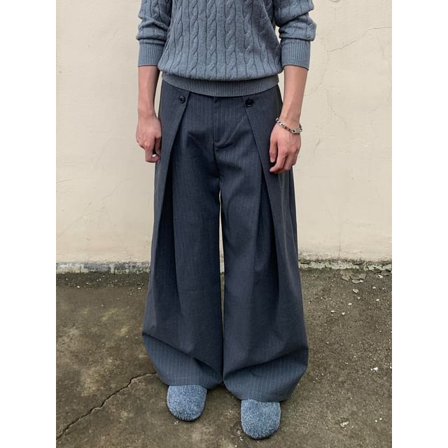 DragonRoad-High Waist Striped Wide Leg Pants