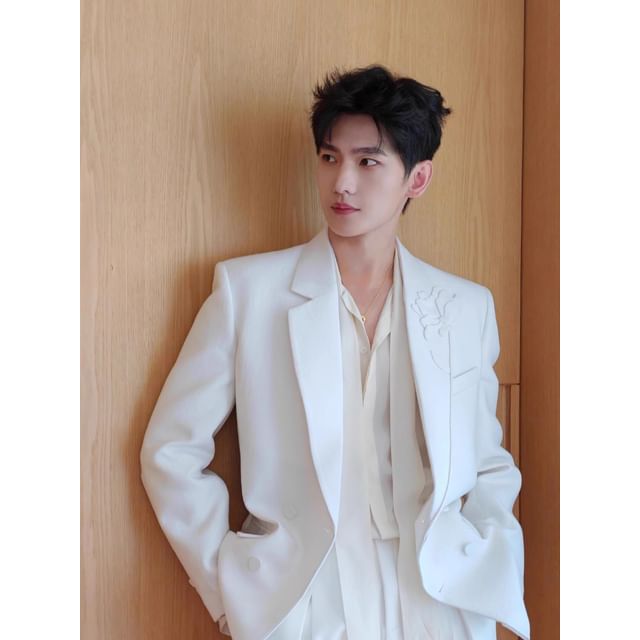 DragonRoad-Lapel Collar Plain Blazer