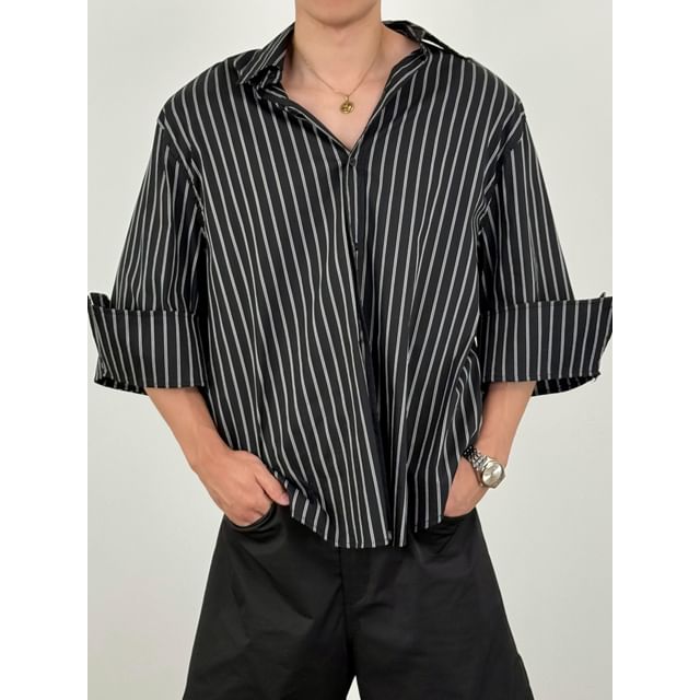 DragonRoad-Long-Sleeve Striped Shirt